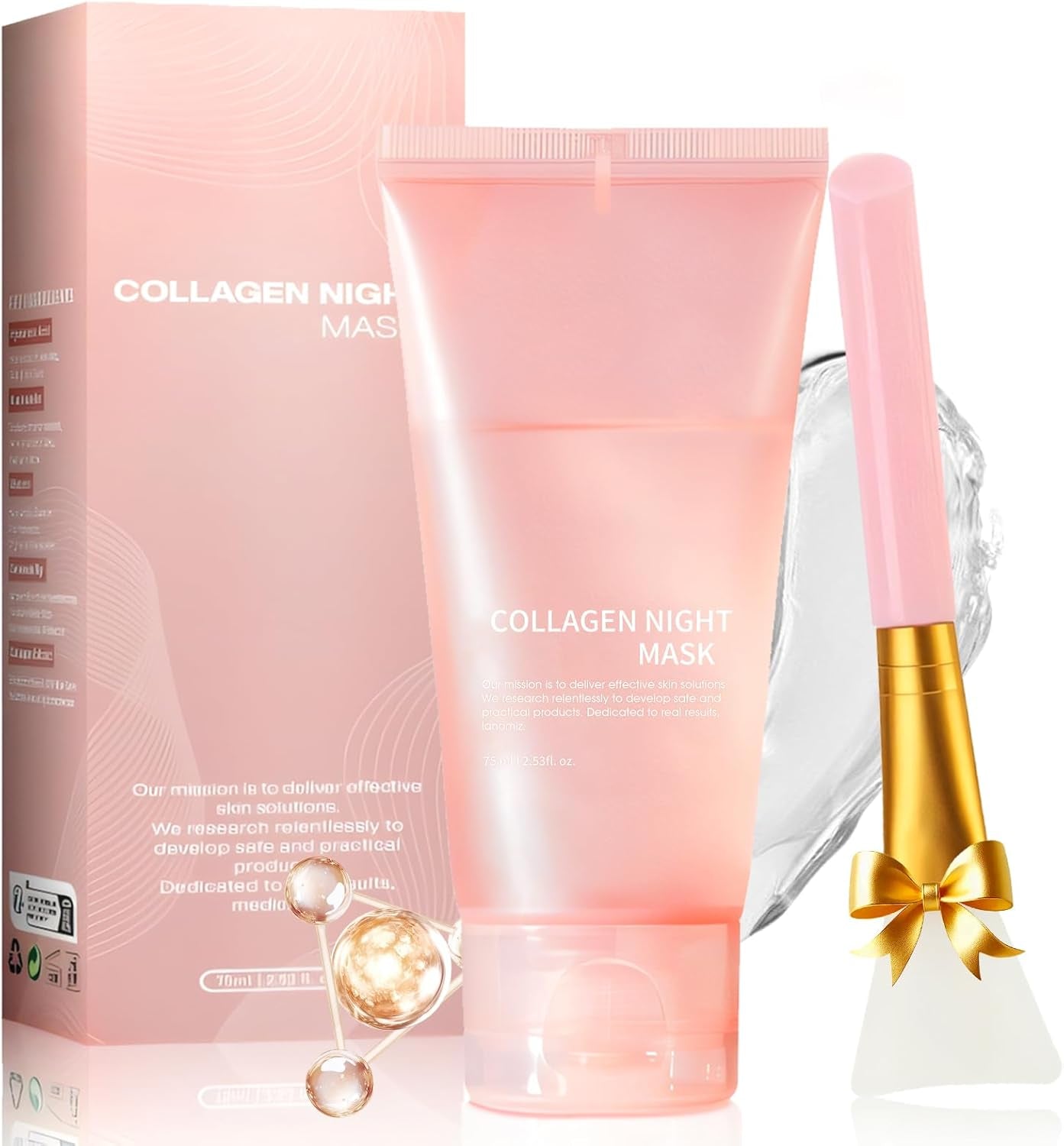 Collagen Night Mask, 75ML Masque Peel off Visage, Masque Collagene Visage Korean, Collagen Overnight Peel off Facial Mask, Raffermissant Et Liftant,Renforcer La Peau (A)