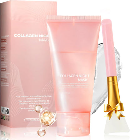 Collagen Night Mask, 75ML Masque Peel off Visage, Masque Collagene Visage Korean, Collagen Overnight Peel off Facial Mask, Raffermissant Et Liftant,Renforcer La Peau (A)